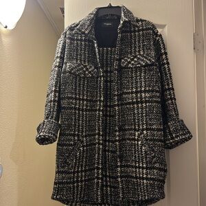 Women's Black and White Houndstooth Coat